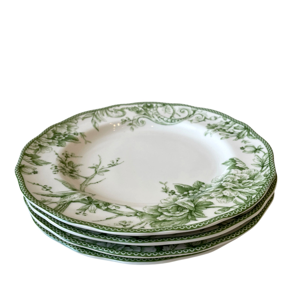 222 Fifth Adelaide MOSS Porcelain Dinner Plates 10.5in Floral Set of 4 New - Picture 4 of 16
